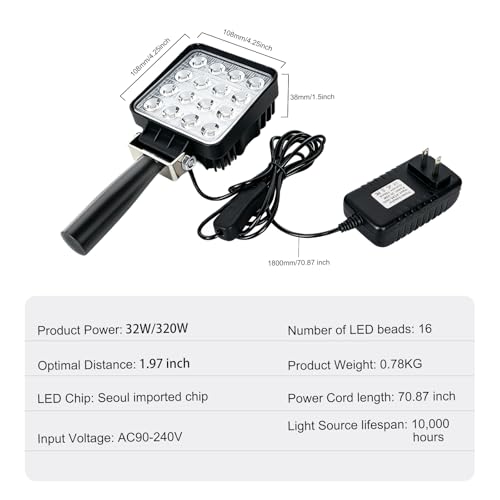 Handheld 300W UV Curing lamp Handle UV lamp, Glue Plate lamp Flaw Detection lamp for Curing Photosensitive Resin lamp 365nm/395nm/405nm UV Light for Curing (32W 395nm)