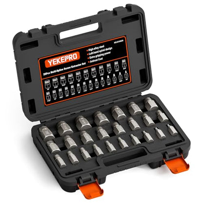 25Pcs Screw Extractor Set, Multi-Spline Easy Out Bolt Extractor Set | Hex Head Extractor Set for Removing Stripped, Broken Rusted Bolts Screws, Cr-Mo Steel - size: 25 Pieces