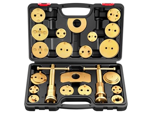 BILITOOLS Brake Caliper Compression Tool, Rear Brake Caliper Wind Back Tool | Heavy Duty Disc Brake Caliper Piston Compressor Tool, 22 Piece for Brake Pad Replacement - color: Black, style: Hand Operation
