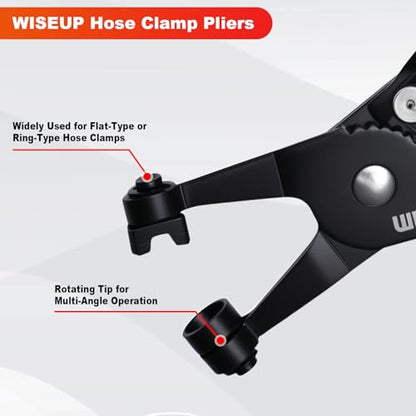 WISEUP Hose Clamp Pliers Heavy Duty Hose Remover Tool for Removal and Installation of Spring Hose Clamps,for Automotive Fuel, Oil, Coolant, Radiator