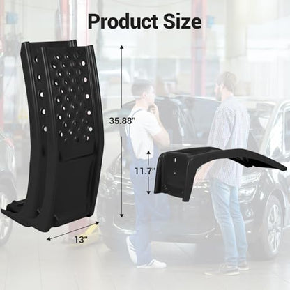 Heavy Duty Low Profile Car Ramps 8" Lift (2 Pack) - 8000LB Capacity Solid Steel Auto Ramps for Trucks, SUVs - Ideal for Oil Changes, Tire Rotation & Maintenance - 4000LB Per Ramp, Black - color: Black