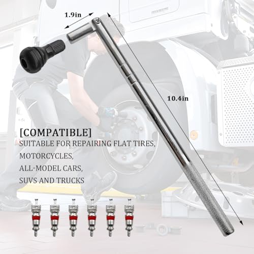 15PCS Car Tire Valve Stem Tool Remover Installation Set, Vehicle Valve Puller Installer with TR412 Stem Cores, Single Head 4-Way Automotive Tire Valve Core Tool Kit, Universal Fit - size: 15PCS