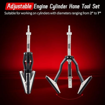 Cylinder Hone Tool, Adjustable Engine Cylinder Honing Tool for Grinding Holes from 2" to 7" in Diameter, Brake Piston Servicing Tools with Extra 3PC 4" Long Stones 220 Grit - size: 3pc 4"