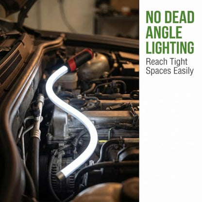 30" Flexible LED Light Stick, Rechargeable Bendable Mechanic Work Flashlight, 1200 Lumens Snake Light with 360°Flexible Neck, for Automotive Shop Car Repair, Garage & Hard-to-reach Areas