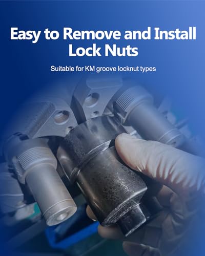 13pc Spindle Nuts Socket Kit Ball Joints Axle Locknut Remove Install Locking Hub Socket for KM Groove Nuts Compatible with GM Ford GMC and Dodge, 4 Teeth Exterior with 1/2'' Drive KM Socket - size: External Teeth