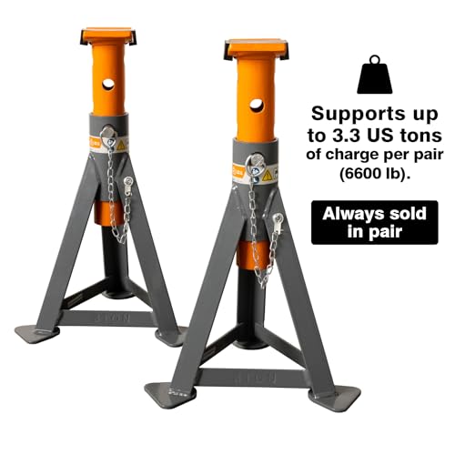 3.3-Ton Jack Stands (x2), Suited for Most Cars, SUVs and Pickup Trucks, Sold in Pair. - size: 3.3-Ton Jack Stands