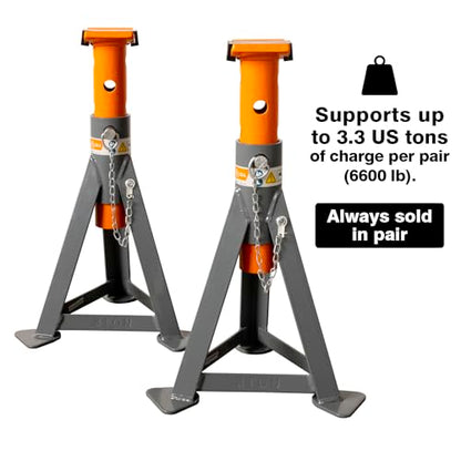 3.3-Ton Jack Stands (x2), Suited for Most Cars, SUVs and Pickup Trucks, Sold in Pair. - size: 3.3-Ton Jack Stands
