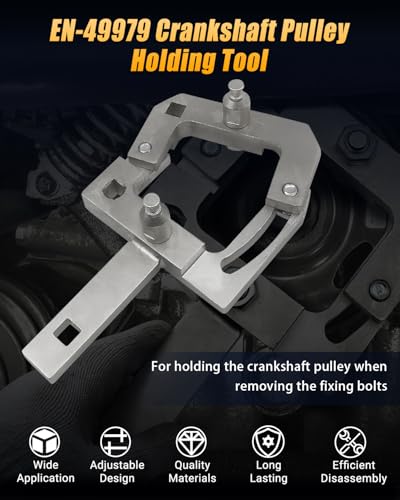 EN-49979 Crankshaft Pulley Holding Tool Compatible with Vauxhall Opel Chevrolet, Adjustable Crank Pulley Holder for Removing Crankshaft Fixing Bolts