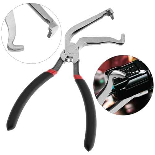 QWORK Electrical Disconnect Pliers Set - 8" Fuel Line Petrol Clip, Automotive Tools Electrical Connector Tool & Safety Wire Pliers, for Push Tab Style Plugs