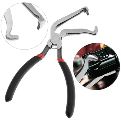 QWORK Electrical Disconnect Pliers Set - 8" Fuel Line Petrol Clip, Automotive Tools Electrical Connector Tool & Safety Wire Pliers, for Push Tab Style Plugs