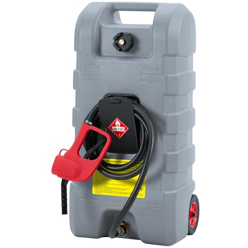 15 Gallon Gas Can, Portable Fuel Tank With Pump, Fuel Transfer Tank, Portable Gasoline Tank On Wheels With Le Fluid Transfer Siphon Pump and 10-Inch Hose for Cars, Boats, Lawnmowers, ATVs - color: Grey