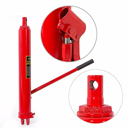 XtremepowerUS 8 Ton Hydraulic Long Ram Jack Replacement Engine Hoist Cylinder with Clevis Base, Heavy-Duty Welded Steel, Manual Pump Operation - size: 8 Ton (Single Pump)