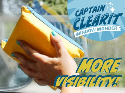 JJ KENT Captain Clearit Window Cleaner Sponge for Windshields, 2 Pack | Car window cleaner tool, non-scratch sponge for fog, steam, condensation, mirrors, glass, boats and bathroom surfaces