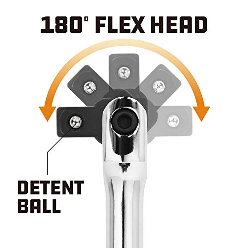 Powerbuilt 1/2" Drive Flex Handle, 12 Inches Long Extension Breaker Bar, Chrome Vanadium Steel Made-642504 - size: 12", style: 1/2" Drive