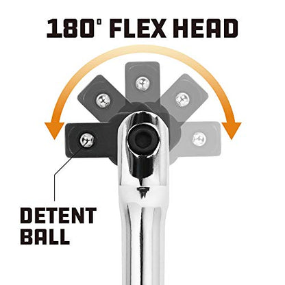 Powerbuilt 1/2" Drive Flex Handle, 24 Inches Long Extension Breaker Bar, Chrome Vanadium Steel Made - 640854 - size: 24", style: 1/2" Drive
