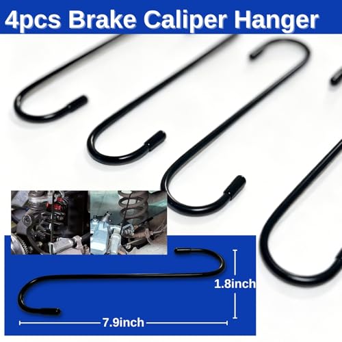 Brake Caliper Piston Compression Tool with 4 Heavy Duty Caliper Hooks and Gloves, 4-in-1 Universal 360 Ratcheting System for Single Twin Quad Piston Car Brake Repair