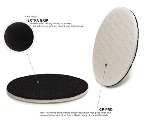 GLASS POLISH PRO Rayon Felt Polishing Pads 4.5” (115mm) - Pack of 5 | For Cerium Oxide Glass Polishing, Scratch Removal, Plastic & Headlight Restoration, Metal Polishing & Clear Coat Finishing - style: 4.5" (5 Pads)