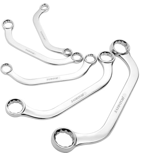 Half Moon Box Wrench Set Metric, 8-22mm, 5-Piece C-Style Combination wrenches, 12 Point, CR-V Steel, Organized in Rolling Pouch, Mirror Finish Elliptical Panel