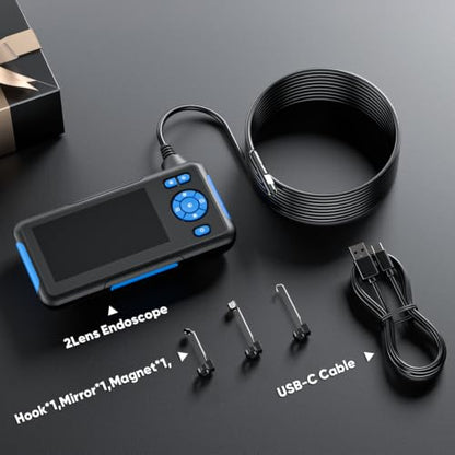 T TAKMLY Endoscope Camera with Light, 4.3'' Inspection Snake Cameras, 1080P HD Borescope, Dual Lens, IP67 Waterproof Snake Camera for Inspecting Walls, Vents, Automotive Engines, Pipes, 16.4FT