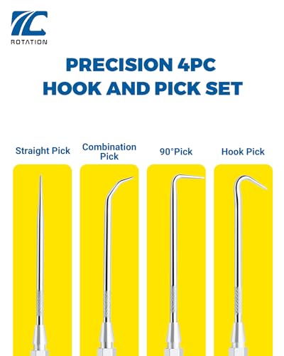 ROTATION 4-Piece Precision Hook and Pick Set for Automotive | Aluminum Handle