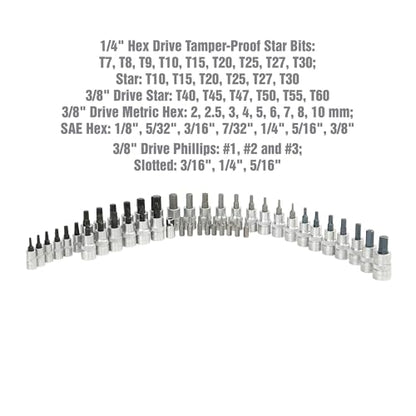 OEMTOOLS 44-Piece Torx Socket Set, Heat Treated Alloy Steel Torx Bit Set | Posi-Grip No-Slip Design, Heat Treated Unique Alloy Steel, Rust Resistant Hard Chrome Finish, EVA Tray with Sizes Marked - size: 44 Piece
