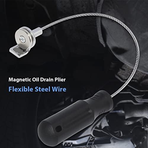 FIRSTINFO F3951 Magnetic Oil Drain Plug Remover Tool Wrench, Anti Scald Magnetic Sump Plug (Total Length: 11.2 inches)