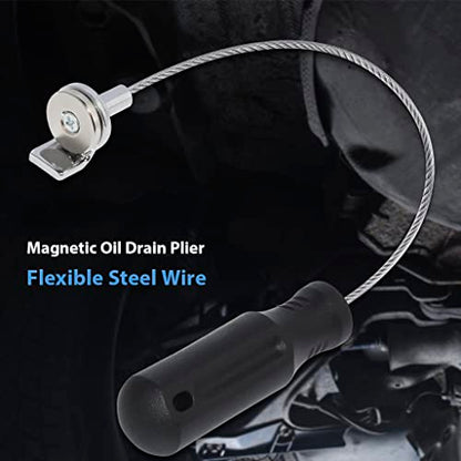 FIRSTINFO F3951 Magnetic Oil Drain Plug Remover Tool Wrench, Anti Scald Magnetic Sump Plug (Total Length: 11.2 inches)