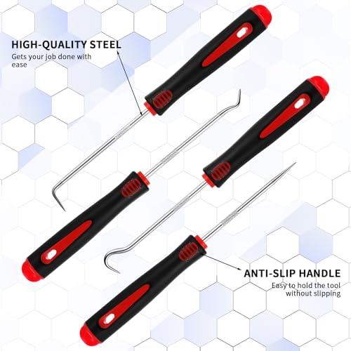 4 Pcs Pick and Hook Set Precision Automotive Mechanic Picks Tools Set for Car Oil Seal Hooks Puller Remover Tools(6.5 Inches),Gifts for Men