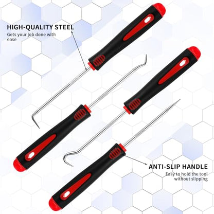 4 Pcs Pick and Hook Set Precision Automotive Mechanic Picks Tools Set for Car Oil Seal Hooks Puller Remover Tools(6.5 Inches),Gifts for Men