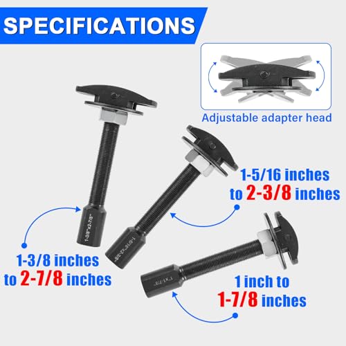 DASBET Rear Axle Bearing Puller Set Wheel Bearing Removal Tool Kit Hub Bearing Extractor Installer Repair Tool Bearing Rear Axle Remover Set with 3 Sizes 1 to 1-7/8, 1-5/16 to 2-3/8, 1-3/8 to 2-7/8