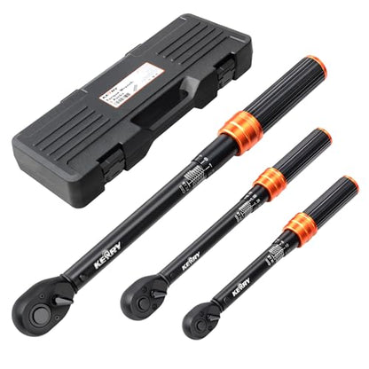 Kerry 1/4 3/8 1/2-Inch 3PCS Drive Click Torque Wrench Set, 3% Accuracy 20-240 in.Lb, 5-45 ft.Lb, 20-160 ft.Lb Dual-Scales Precision Tool, 72 Tooth Dual-Direction Calibrated Torque Tool for Bike, Car - size: 3pcs 1.67-20 FT.LB, 5-45 FT.LB, 20-160 FT.LB, st