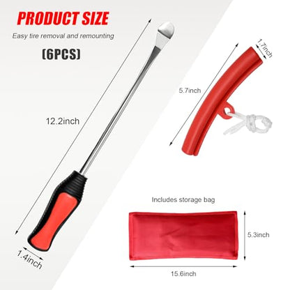 12.2 Inch Steel Tire Spoons Tool Set, 3 Heavy Duty Tire Spoon Levers with 2 Rim Protectors, Professional Tyre Changing Tools for Motorcycles Dirt Bikes Tractors Bicycles