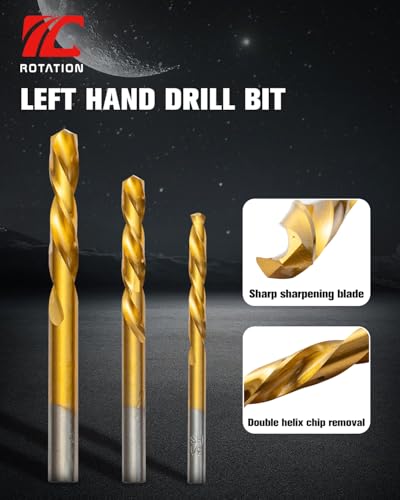 ROTATION 10-Piece Screw Extractor and Left-Hand Drill Bit Set, Easy Out Bolt Remover Kit for Stripped Screws & Broken Bolts, Reverse HSS & CR-MO Cobalt Steel Extraction Tool