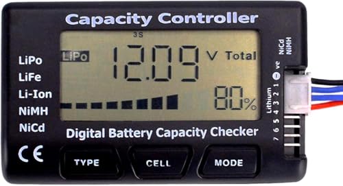 RC Cellmeter 7 Digital Battery Capacity Checker Controller Tester Voltage Tester for LiPo Life Li-ion NiMH Nicd Cell Meter - color: black