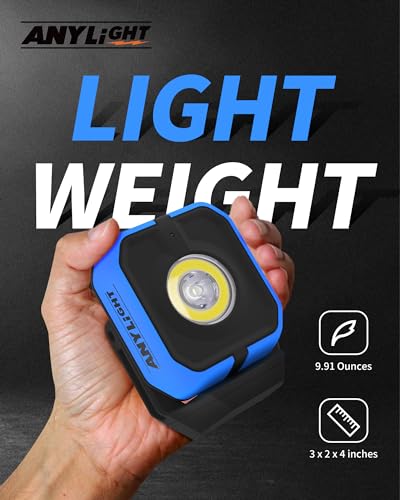 Led Work Light with 4 Modes,1200LM Portable COB Magnetic Light, Recharge Spotlight and Floodlight,150° Rotate IP65 Waterproof for Car Repair and Camping, Blue (1 Pack Without Hook) - color: Blue