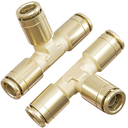 Hromee Push to Connect Union Tee Fittings, 1/4 Inch OD Tube Adapter for Air Spring Suspension Line Service Kit - size: Tee Fittings