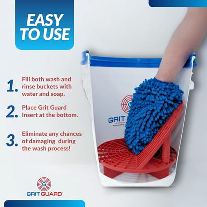 Grit Guard The Original Bucket Insert with Washboard Combo | Removes Dirt from Wash Mitt for Detailing | Car Wash Bucket Insert & Washboard | Red/White - color: Red/White