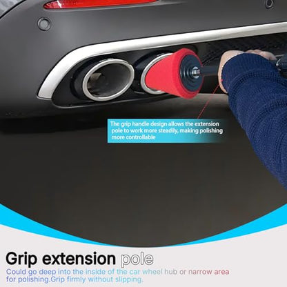 Drill Bit Polishing Cone Sponges with Handheld Extension Holder | 8Pcs Metal Polishing Tool, Car Wheel Polishing Sponge, Polishing Pad,Suitable for Household Standard Hand Drill - style: cone _8