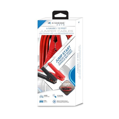 Xtreme Jumper Cables for Car, 12-Foot 8-Guage Heavy Duty Jumper Cables to Jump Star Dead Batteries in Cars Trucks & SUVs, Automotive Booster, Cold & Warm Weather Compatible, Tangle-Free Vinyl Coating