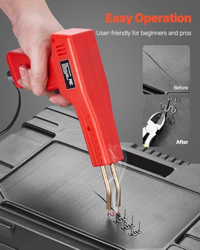 VEVOR Plastic Welder, 100W Plastic Welding Gun with 800PCS Hot Staples, Professional Hot Staple Welding Gun, Plastic Car Bumper Repair Kit with LED Light for Kayak, Toys, Plastic Crack Repair - style: 100W Gun