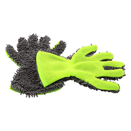 BokWin 2-Pack Car Wash Mitt | Scratch Free, 5-Finger Microfiber, Chenille, Interior & Exterior Cleaning, Wheel & Tight Spot - color: Grey