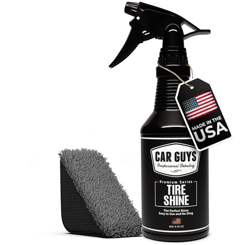 CAR GUYS Tire Shine Spray - The Perfect Deep Black Shine - Long Lasting Car Tire Dressing - No Sling & Dry to Touch - 18 Oz Kit with Applicator - size: 18 Oz Kit (W/ Applicator)