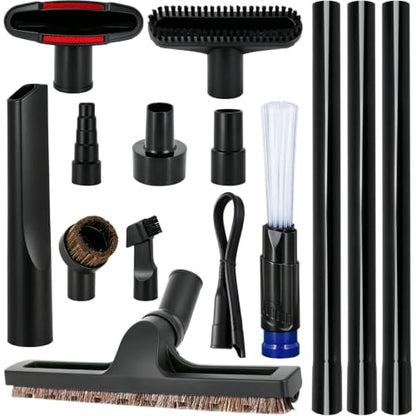 14 Pcs Universal 1 1/4 Inch Vacuum Attachments Kit for Shop Vac Accessories with 17.8 Inch Extension Wand Hair Brush Flexible Crevice Tool, Hose Adapters for 2 1/2" to 1 1/4" and 1 7/8" to 1" Hoses