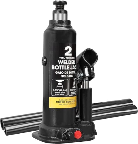 BIG RED 2 Ton (4,000 LBs) Torin Welded Hydraulic Car Bottle Jack for Auto Repair and House Lift, Black, AT90203BR - color: Black, size: 2 Ton