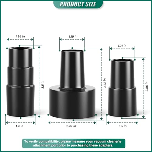 6PCS Universal Vacuum Hose Adapter Kit, 1-1/4" to 1-3/8" & 2-1/2", plus 1-1/4" to 1-3/8" to 1-1/2", Plastic Vacuum Hose Connector Reducer Attachments for Vacuum Cleaner - size: Kit