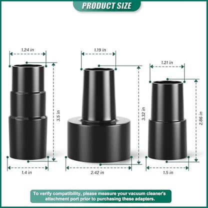 6PCS Universal Vacuum Hose Adapter Kit, 1-1/4" to 1-3/8" & 2-1/2", plus 1-1/4" to 1-3/8" to 1-1/2", Plastic Vacuum Hose Connector Reducer Attachments for Vacuum Cleaner - size: Kit