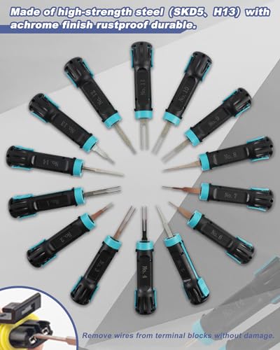 14PCS Universal Terminal Removal Tool Kit, Pin Connector Release | Electrical Connector Extractor Tool Set with Non-Slip Handles for Replaces Universal Vehicle Wire Harness.for Automotiv - size: 14PCS Terminal Removal Tool