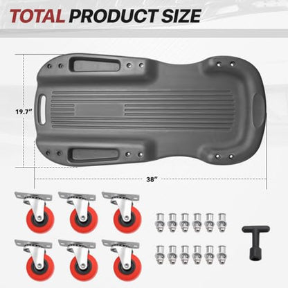 Creeper, Low Profile Under Car Rolling Creeper with Tool Trays, 300 LBS Capacity, 38" L x 20" W Ergonomic Body Design, Black