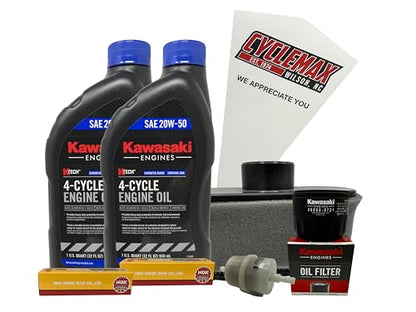 Cyclemax Tune Up Kit 20W-50 with Spark Plugs compatible with Kawasaki 99969-6544 compatible with FR FS 481V 541V 600V 651V 691V 730V