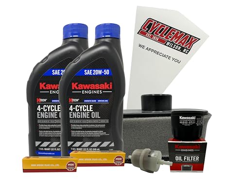 Cyclemax Tune Up Kit 20W-50 with Spark Plugs compatible with Kawasaki 99969-6544 compatible with FR FS 481V 541V 600V 651V 691V 730V